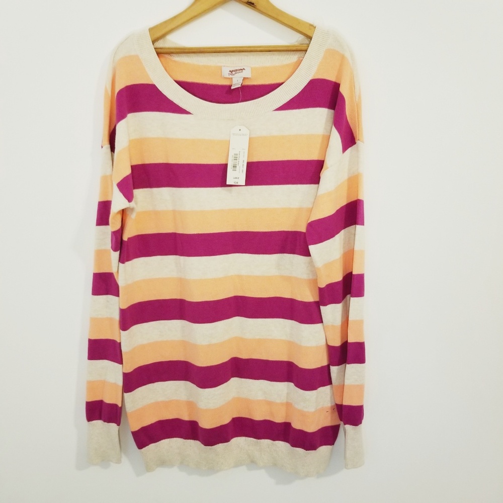 Neon multi colored striped Arizona scoop sweater
